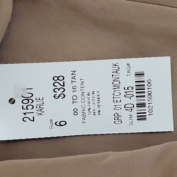 Etcetera Tan Karlie Dress Sz 6 New Sample Set With Tags. Long Sleeve Knee Length - Picture 6 of 7